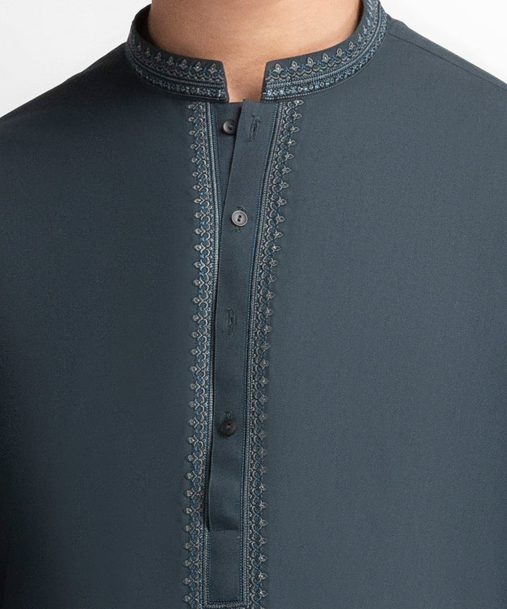 Blended Dark Green Shalwar Kameez - J. Junaid Jamshed