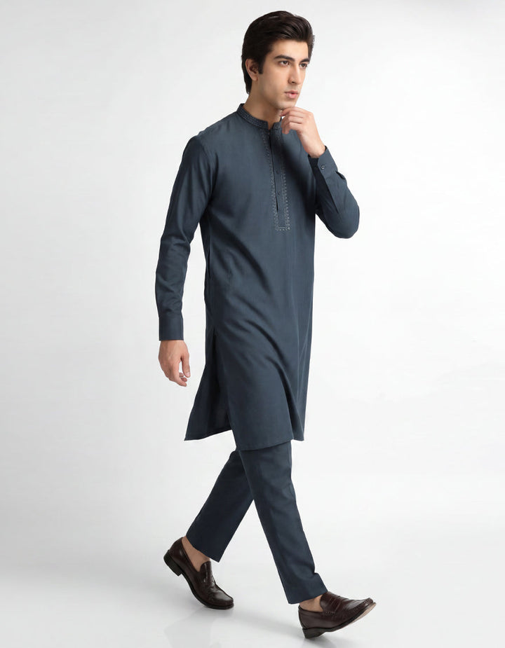 Blended Dark Green Kurta Trouser - J. Junaid Jamshed