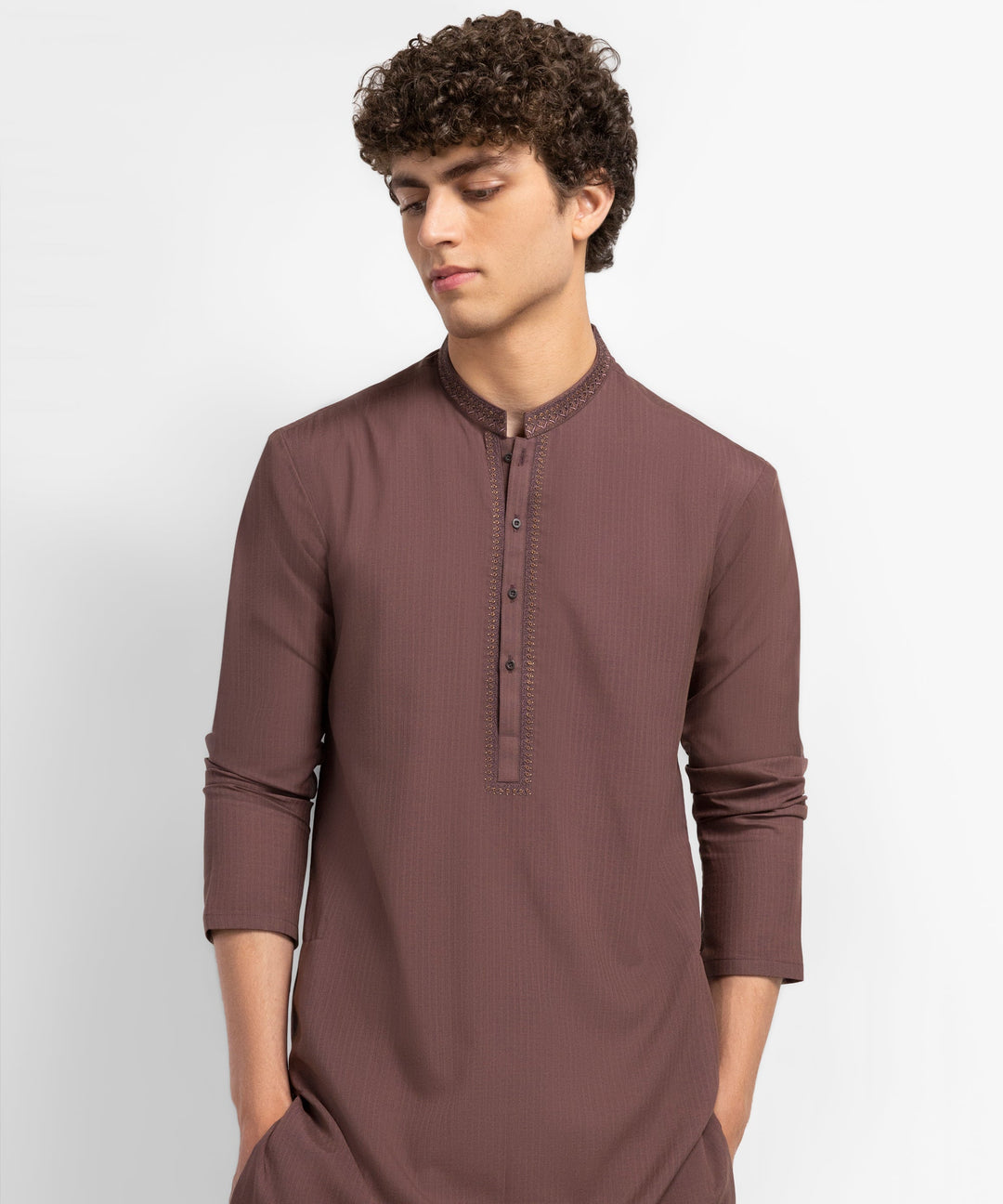 Blended Brown Kurta - J. Junaid Jamshed