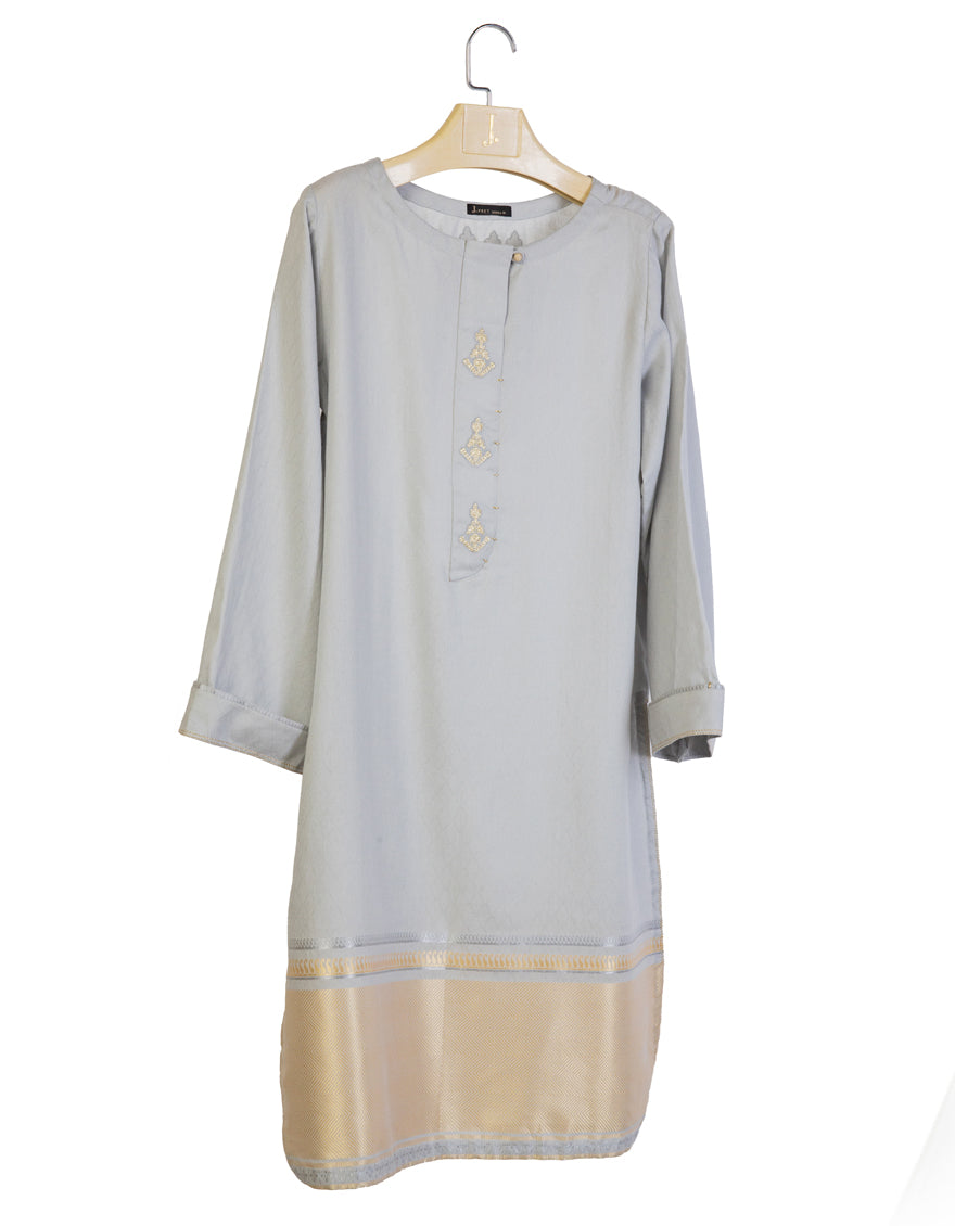 Jacquard Grey Kurti - J. Junaid Jamshed