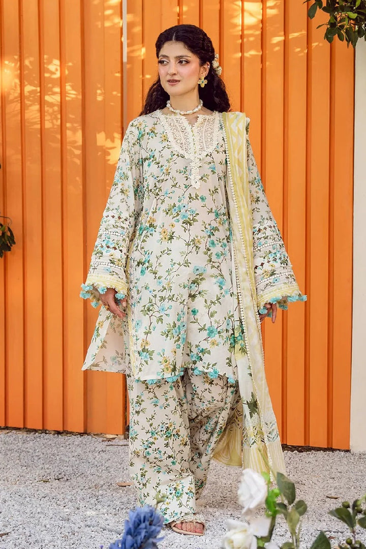 Lawn Beige Stitched Suit - Elaf