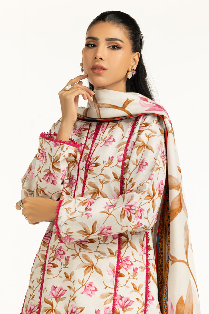 Corduroy Printed Off White Stitched Suit - Gul Ahmed