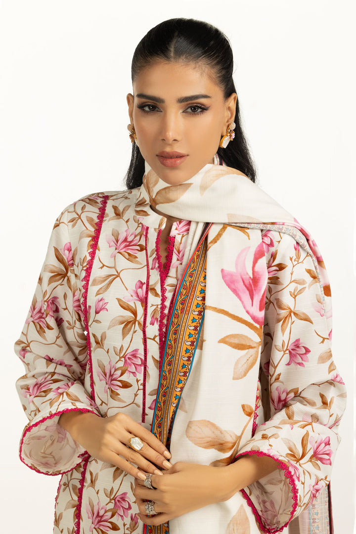 Corduroy Printed Off White Stitched Suit - Gul Ahmed