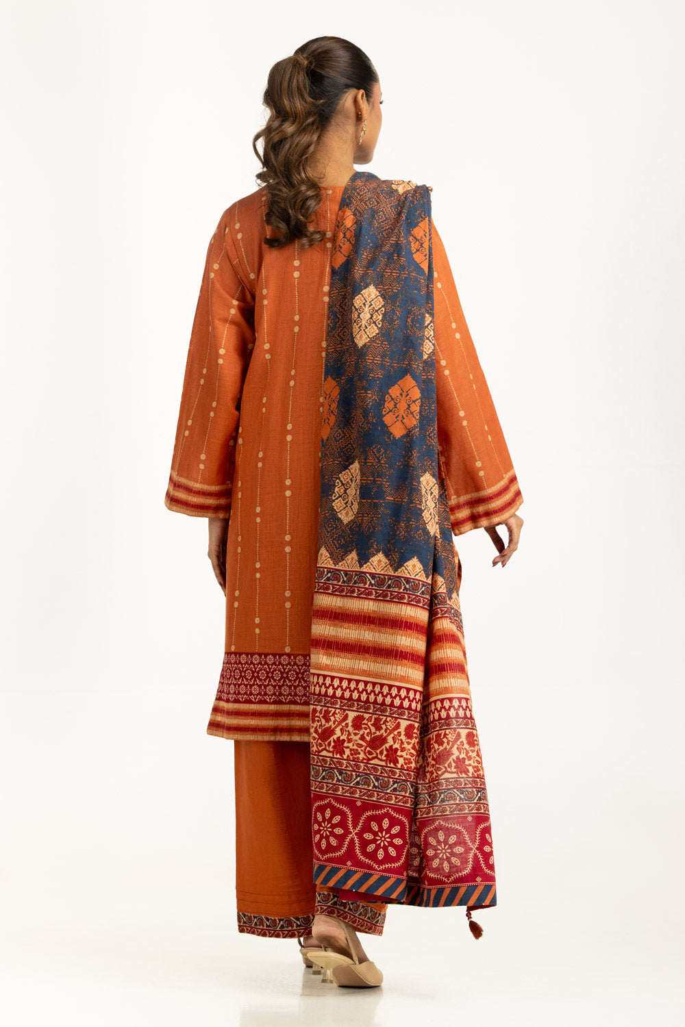 Khaddar Printed Mustard Stitched Suit - Gul Ahmed