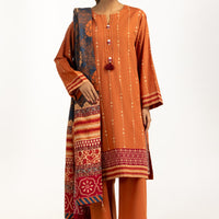 Khaddar Printed Mustard Stitched Suit - Gul Ahmed
