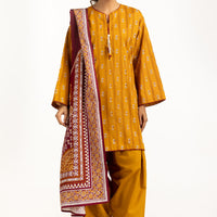Khaddar Printed Mustard Stitched Suit - Gul Ahmed