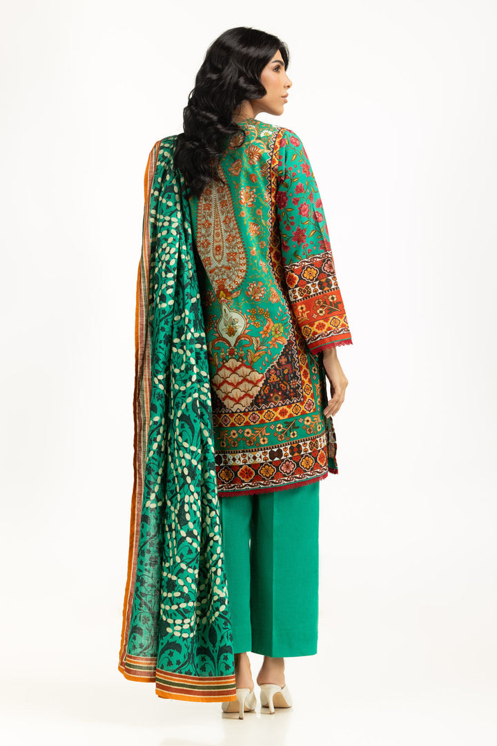 Khaddar Printed Green Stitched Suit - Gul Ahmed