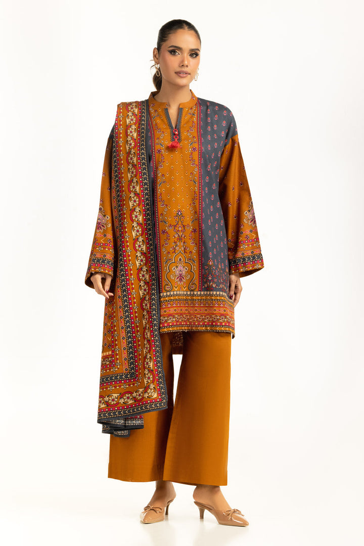 Khaddar Mustard Stitched Suit - Gul Ahmed