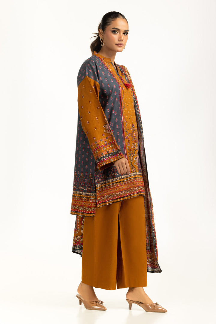 Khaddar Mustard Stitched Suit - Gul Ahmed