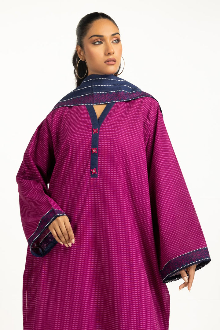 Khaddar Printed Magenta Stitched Suit - Gul Ahmed