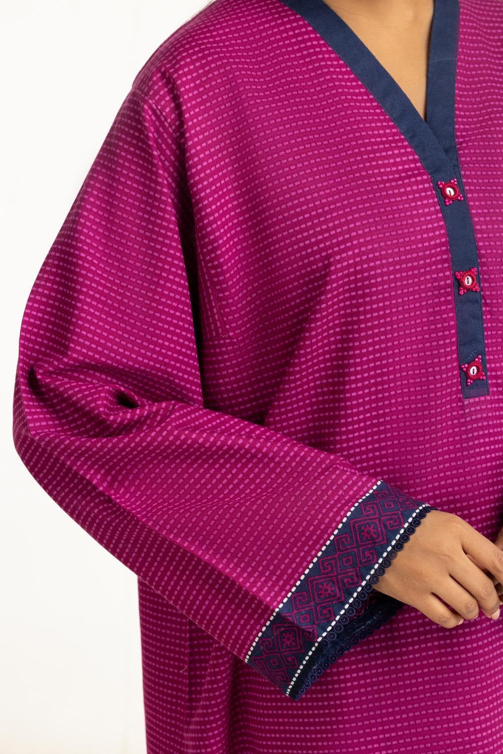 Khaddar Printed Magenta Stitched Suit - Gul Ahmed