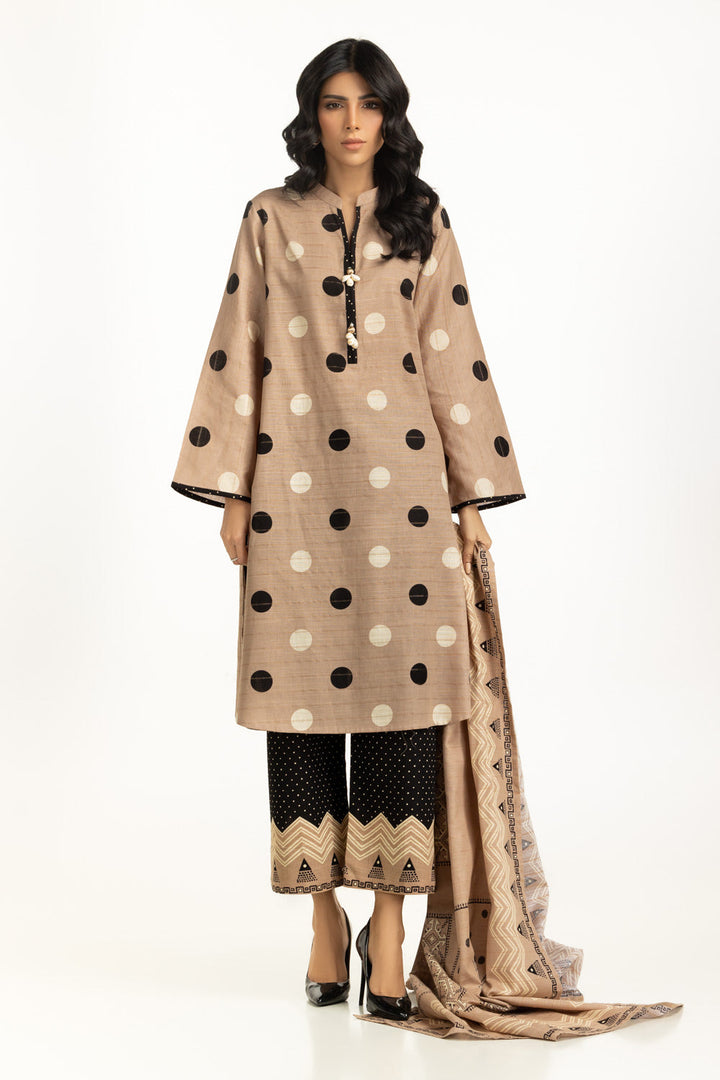 Khaddar Printed Brown Stitched Suit - Gul Ahmed