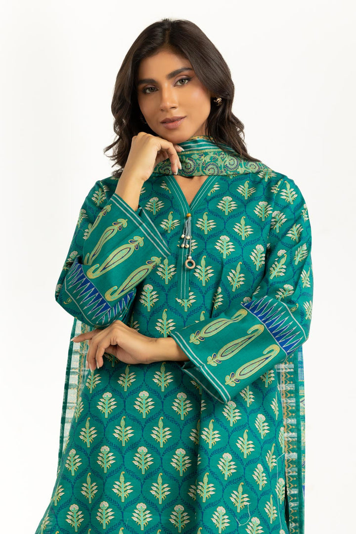Khaddar Green Stitched Suit - Gul Ahmed