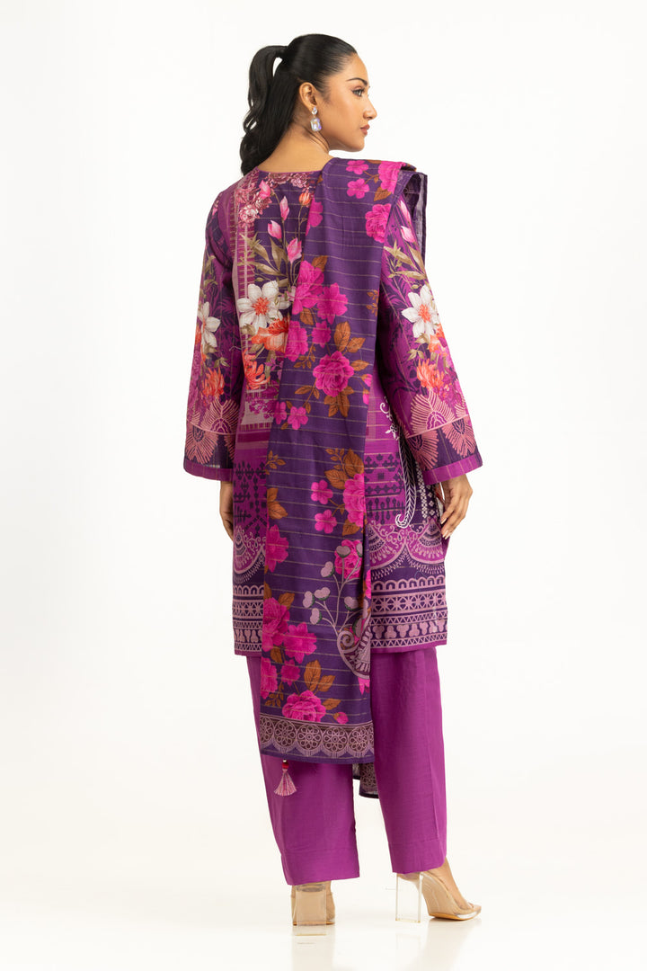 Khaddar Printed Purple Stitched Suit - Gul Ahmed