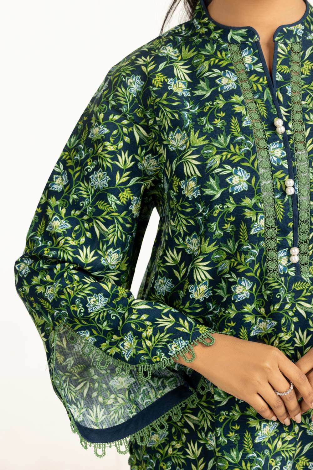 Khaddar Printed Navy Blue Stitched Suit - Gul Ahmed