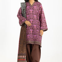 Khaddar Printed Brown Stitched Suit - Gul Ahmed