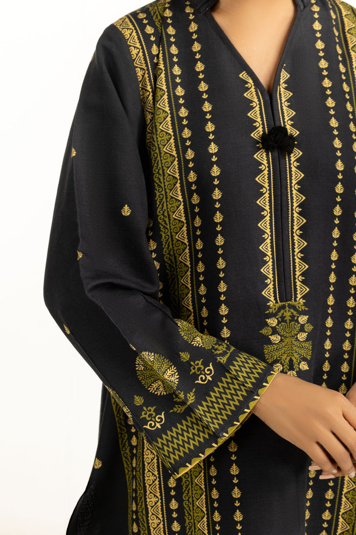 Khaddar Printed Black Stitched Suit - Gul Ahmed