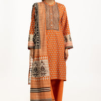 Khaddar Printed Rust Stitched Suit - Gul Ahmed