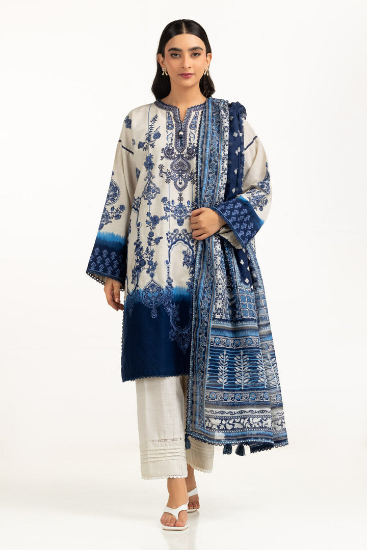 Khaddar Printed Off White Stitched Suit - Gul Ahmed