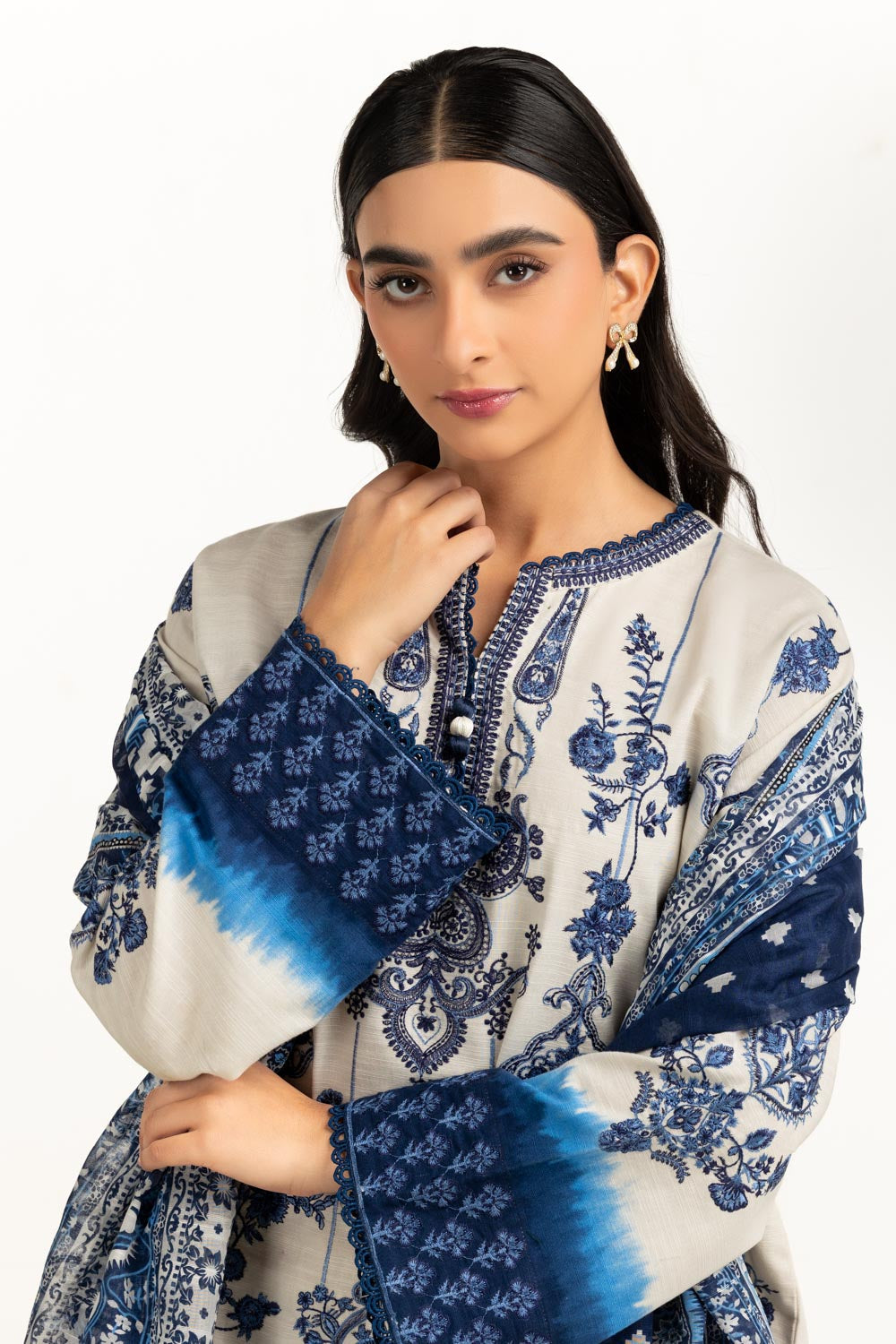 Khaddar Printed Off White Stitched Suit - Gul Ahmed