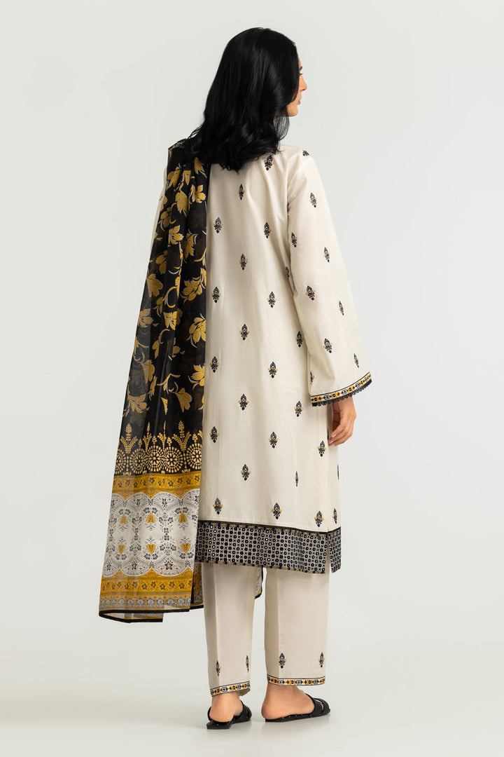 Lawn Embroidered Beige Stitched Suit - Gul Ahmed