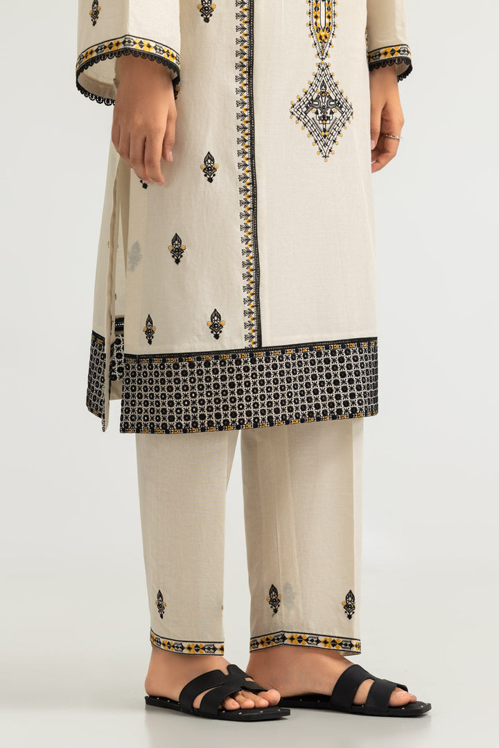 Lawn Embroidered Beige Stitched Suit - Gul Ahmed