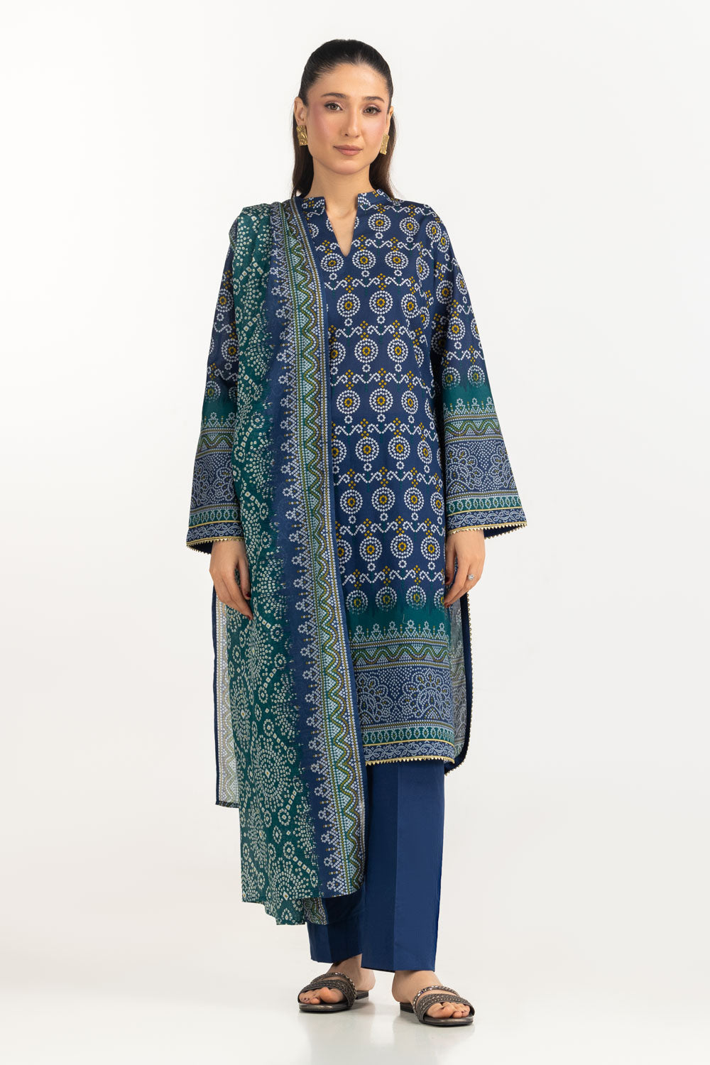 Printed Lawn Blue Stitched Suit - Gul Ahmed