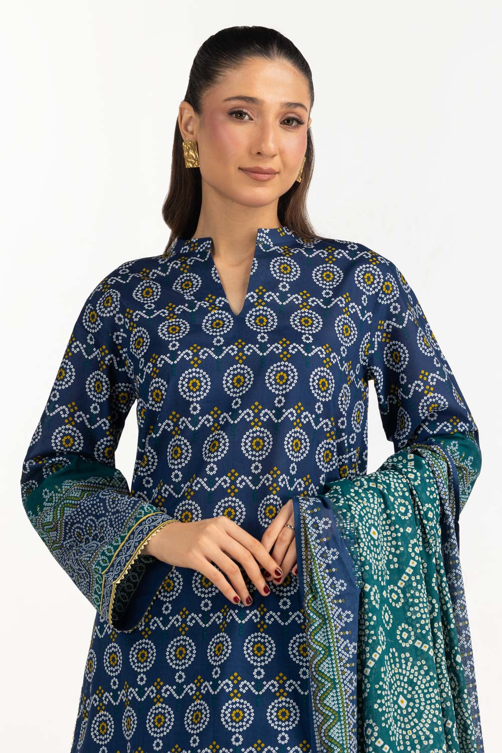 Printed Lawn Blue Stitched Suit - Gul Ahmed