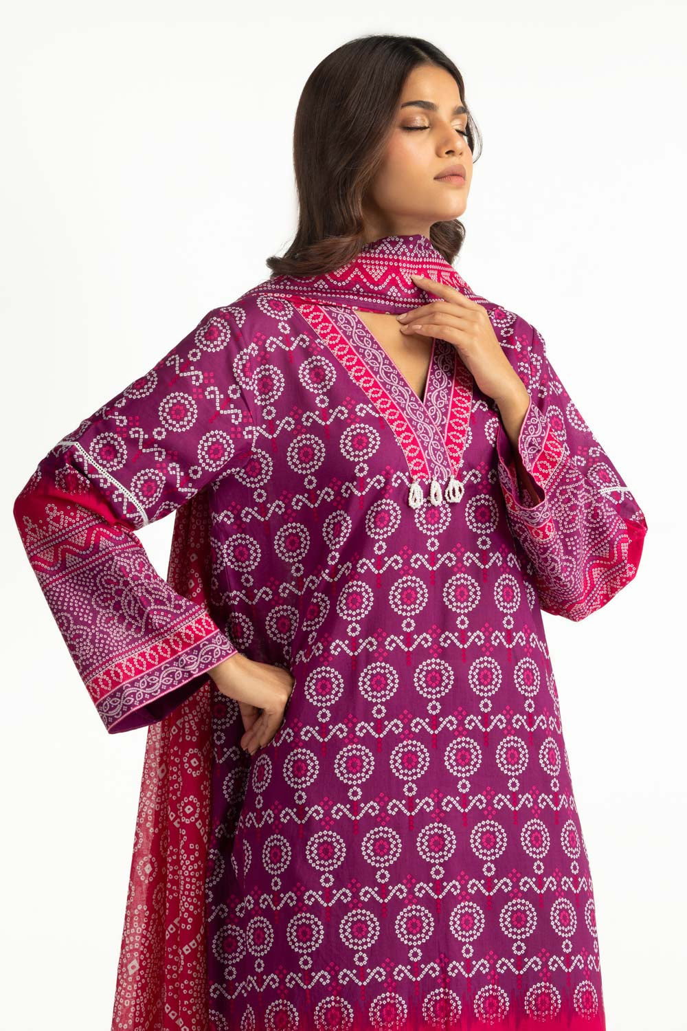 Printed Lawn Purple Stitched Suit - Gul Ahmed