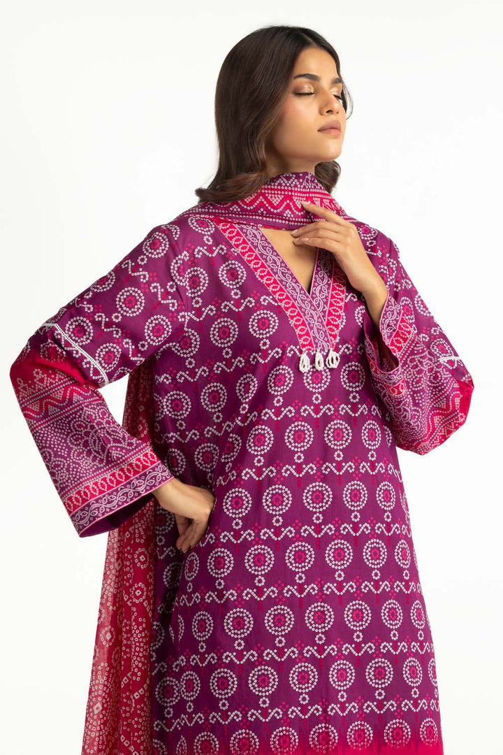 Printed Lawn Purple Stitched Suit - Gul Ahmed