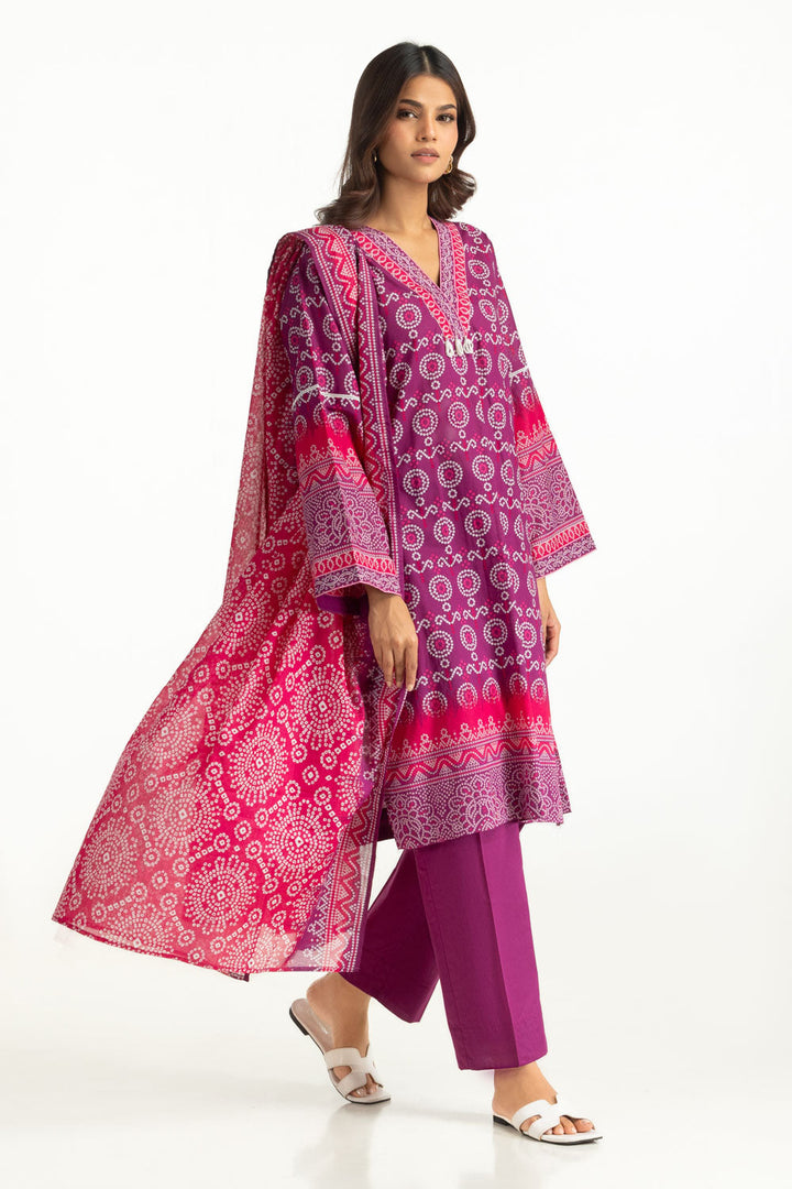 Printed Lawn Purple Stitched Suit - Gul Ahmed