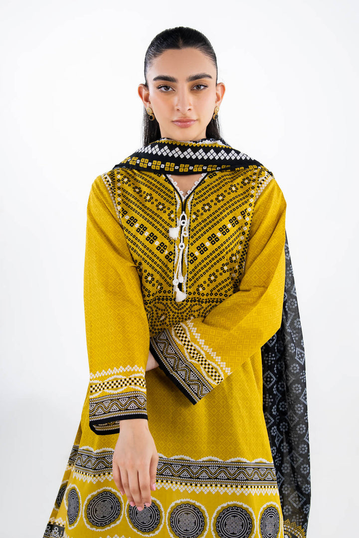 Printed Lawn Mustard Stitched Suit - Gul Ahmed