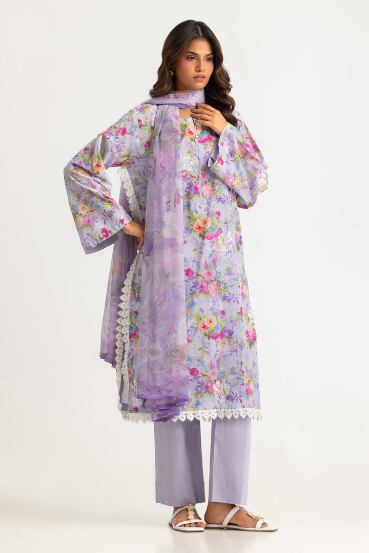 Lawn Printed Purple Stitched Suit - Gul Ahmed
