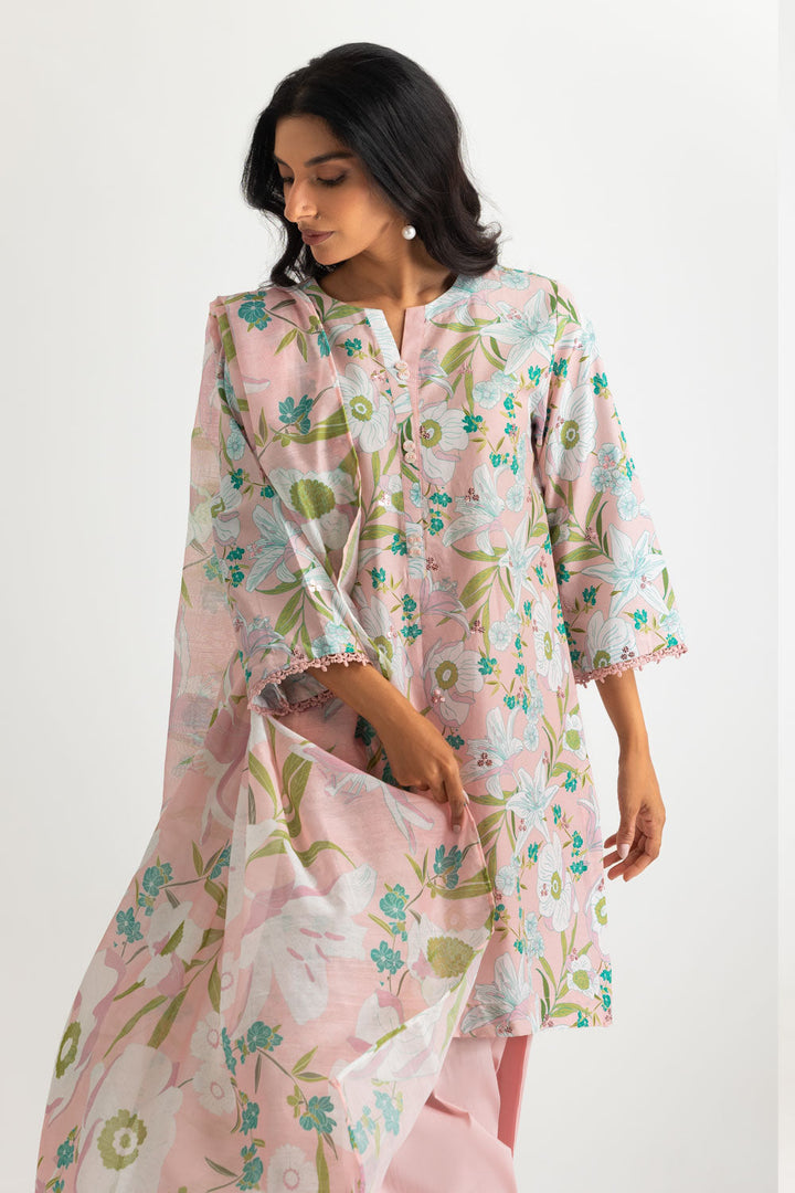 Lawn Printed Powder Pink Stitched Suit - Gul Ahmed