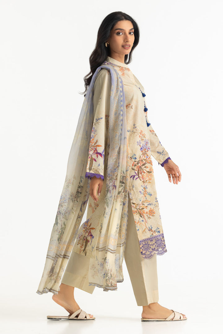 Lawn Printed Cream Stitched Suit - Gul Ahmed