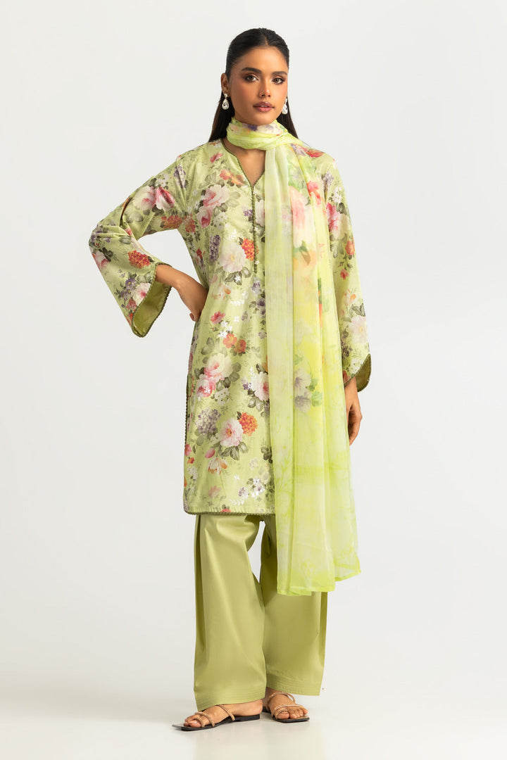 Lawn Printed Pista Green Stitched Suit - Gul Ahmed