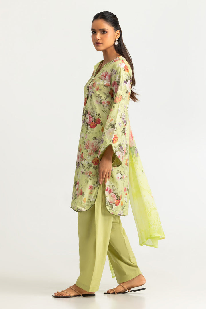 Lawn Printed Pista Green Stitched Suit - Gul Ahmed