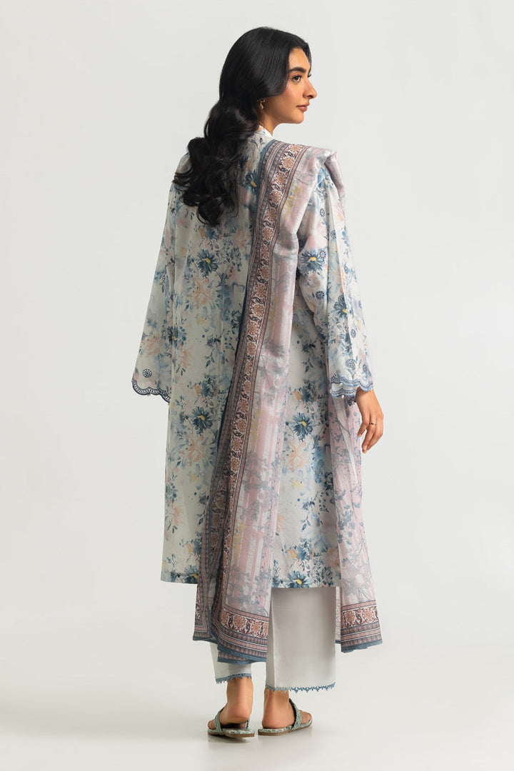 Lawn Printed Off White Stitched Suit - Gul Ahmed