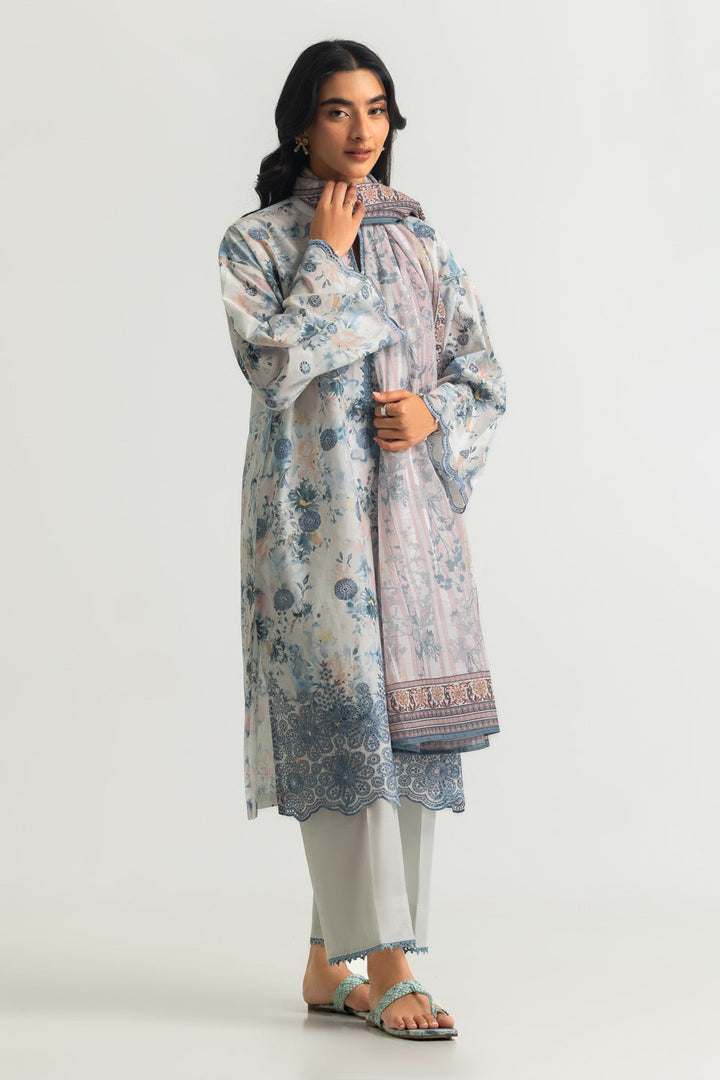 Lawn Printed Off White Stitched Suit - Gul Ahmed
