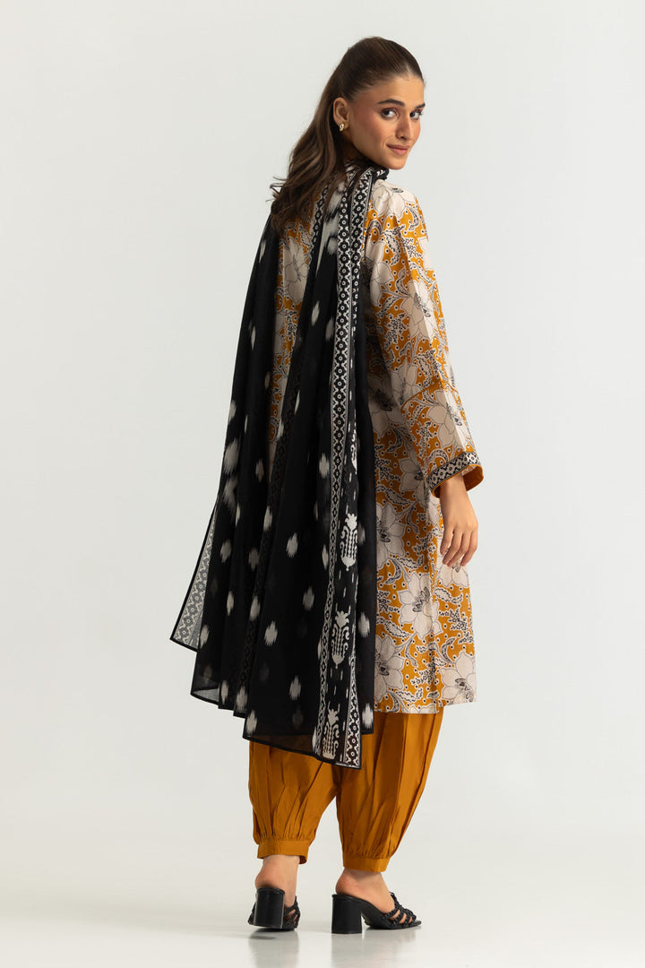 Lawn Printed Mustard Stitched Suit - Gul Ahmed