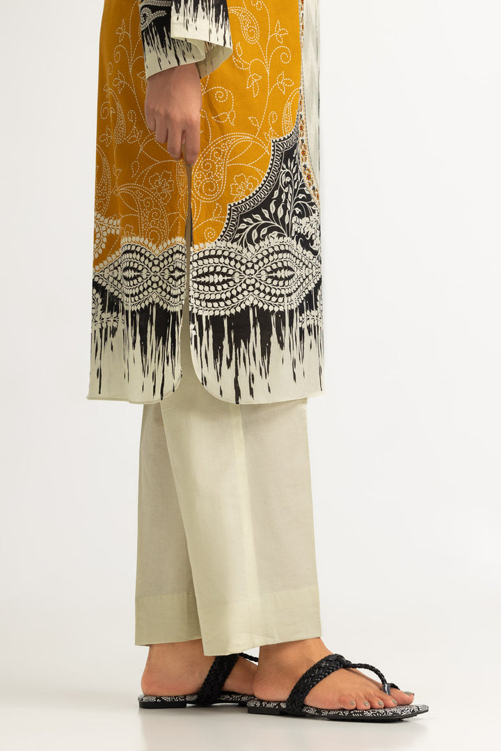 Lawn Printed Mustard Stitched Suit - Gul Ahmed