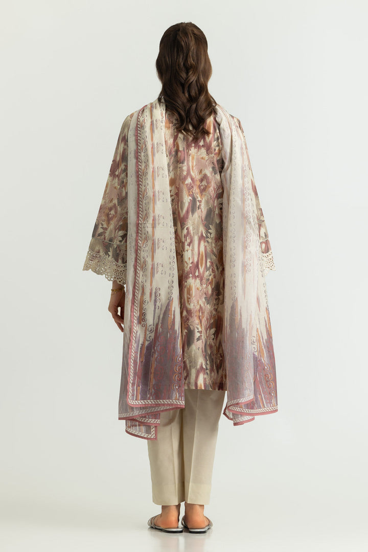 Lawn Printed Beige Stitched Suit - Gul Ahmed