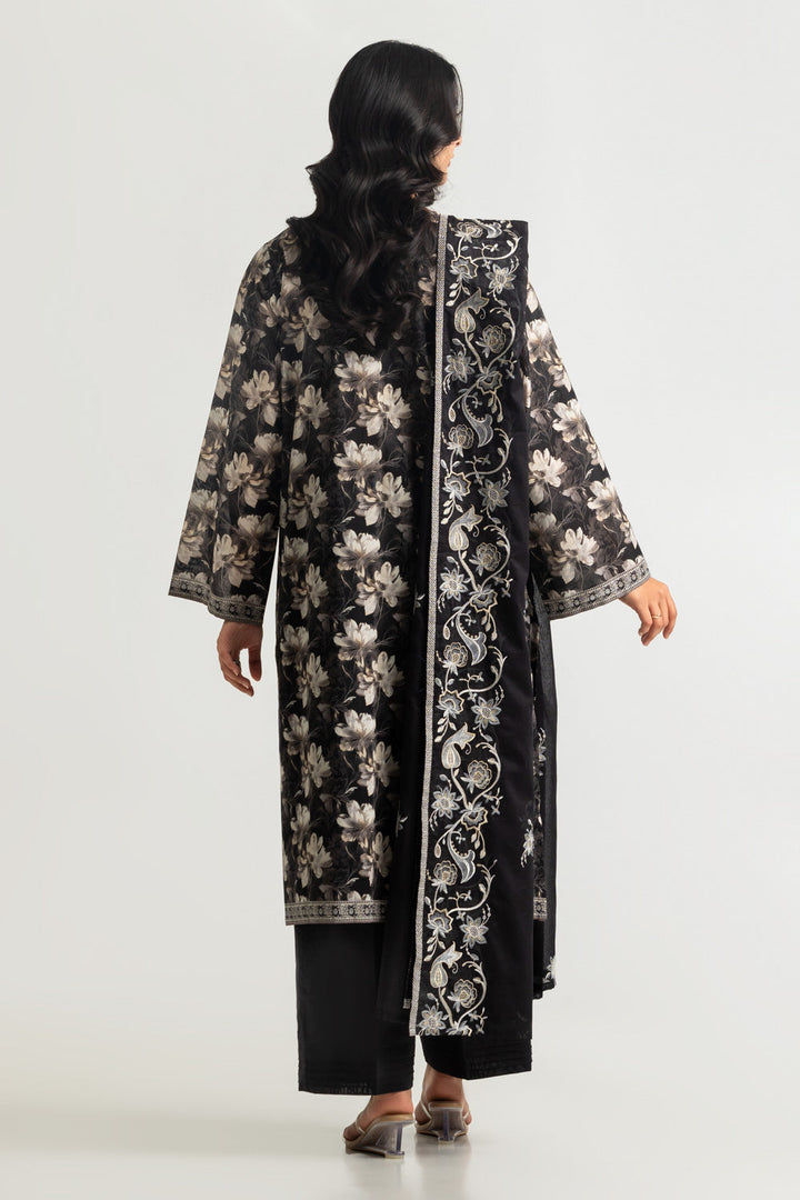 Lawn Printed Black Stitched Suit - Gul Ahmed