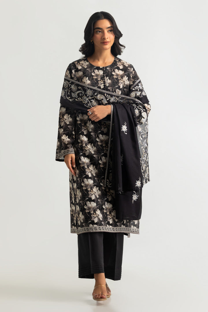 Lawn Printed Black Stitched Suit - Gul Ahmed