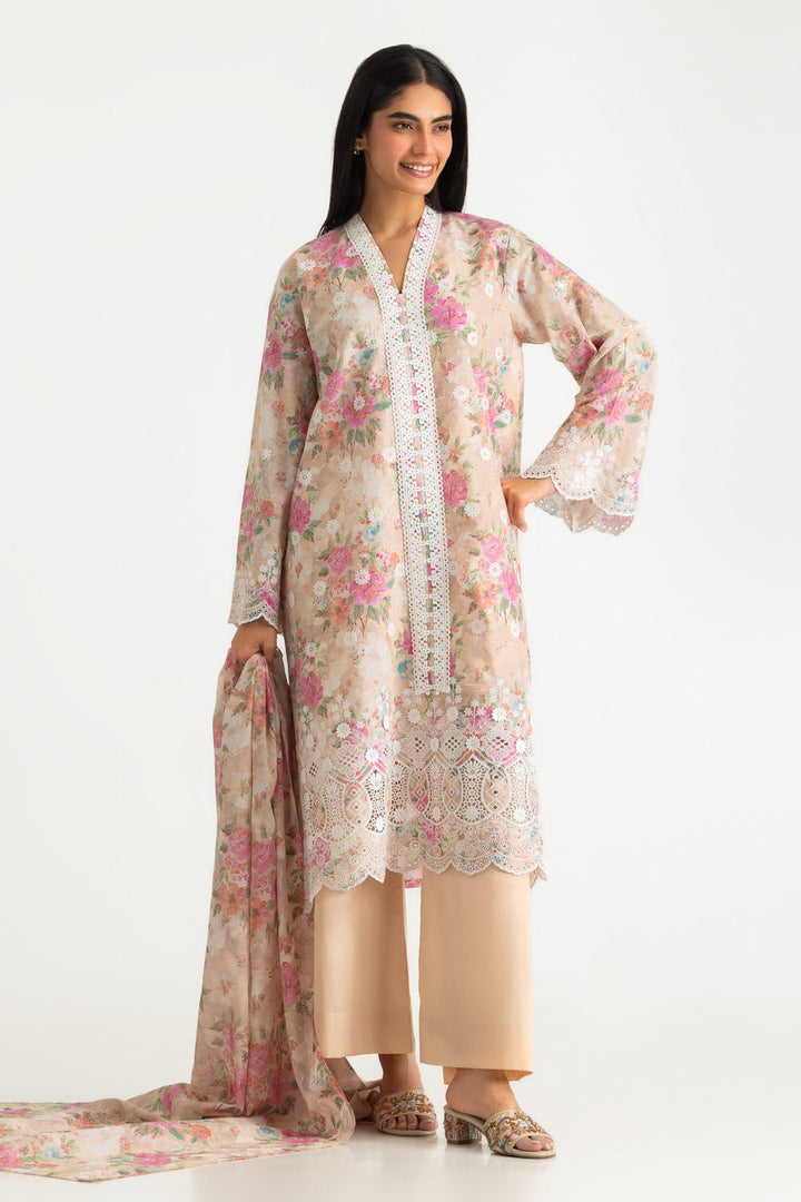 Lawn Printed Peach Stitched Suit - Gul Ahmed