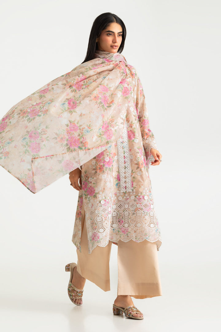 Lawn Printed Peach Stitched Suit - Gul Ahmed