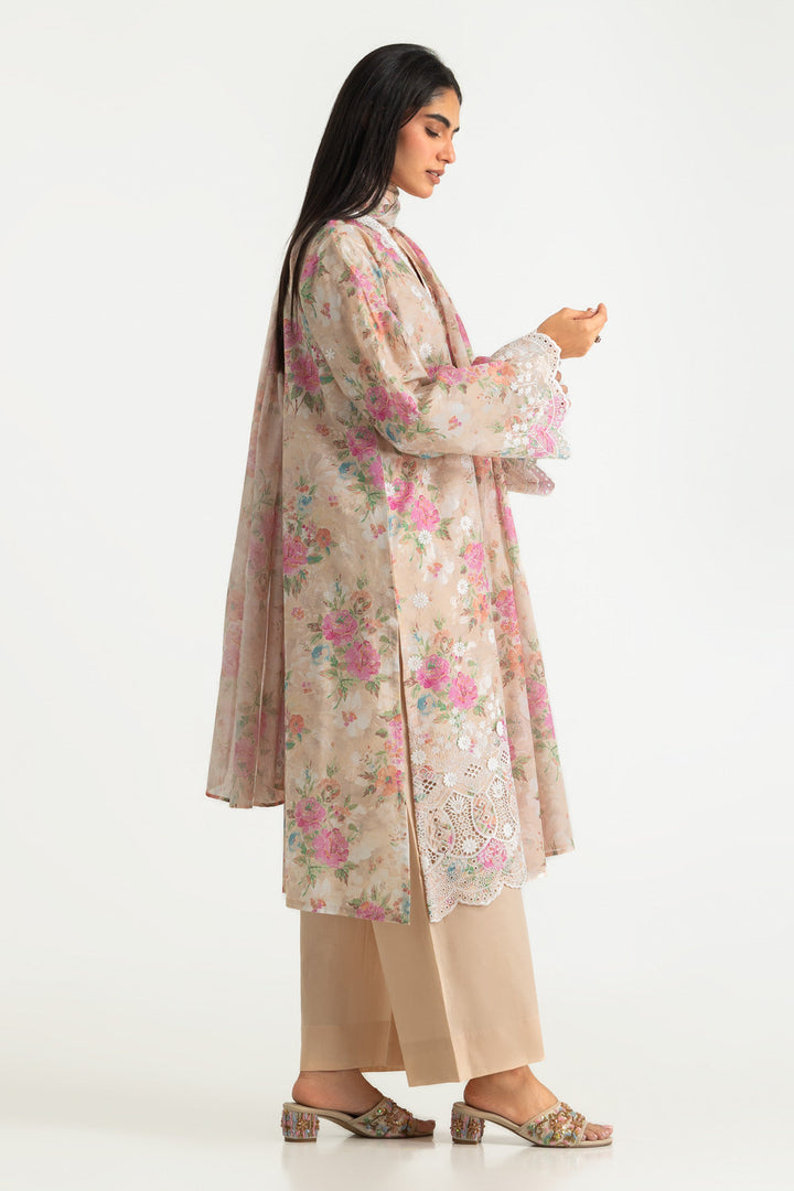 Lawn Printed Peach Stitched Suit - Gul Ahmed