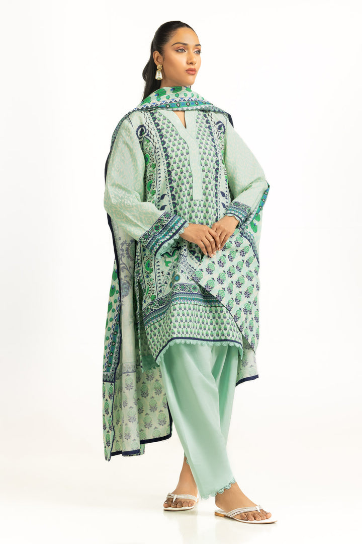 Viscose Khaddar Printed Light Green Stitched Suit - Gul Ahmed