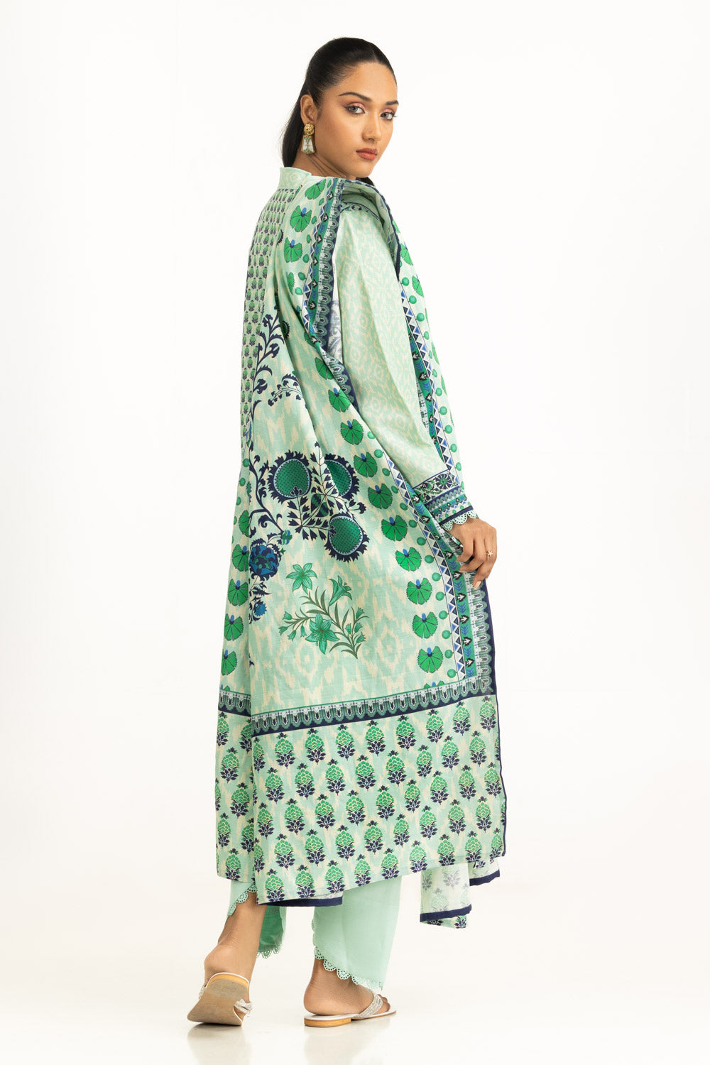 Viscose Khaddar Printed Light Green Stitched Suit - Gul Ahmed