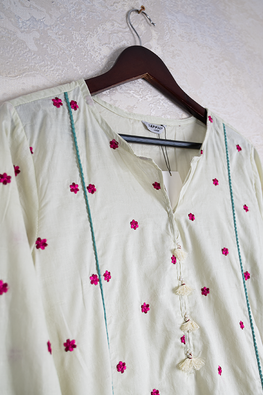 Ivory Stitched Suit - Sapphire